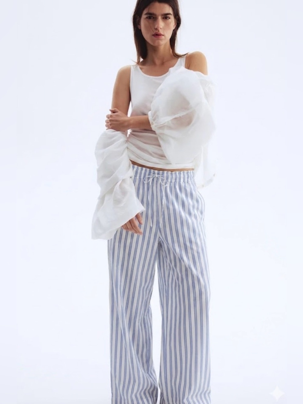 💫H&M💫 Linen Blend Pants ** Blue/White**